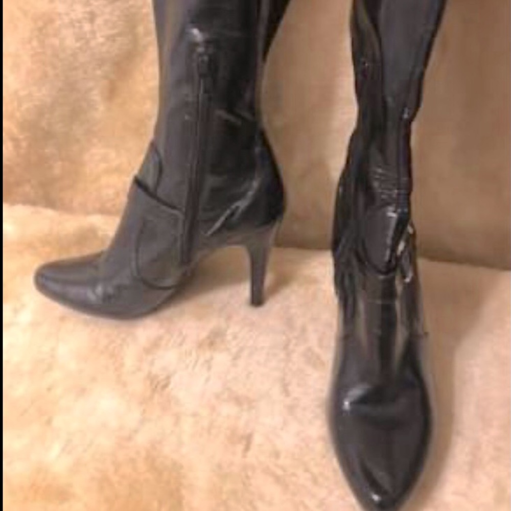 Marc Fisher shiny black tall boots
